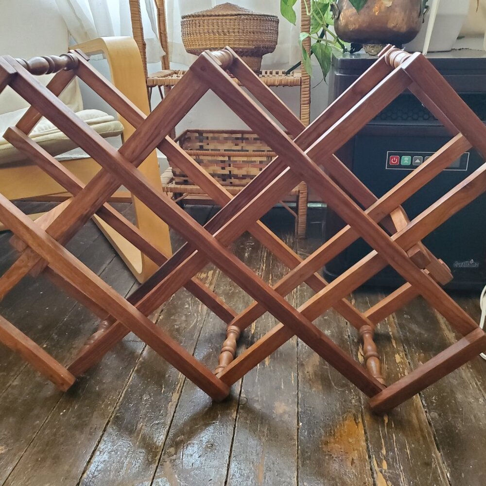 Mid-Century Modern Solid Wood Wine Rack - Picture 2 of 2